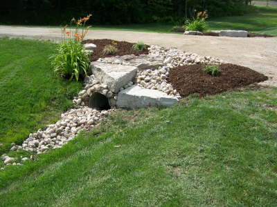 for lawn culvert | Landscaping with rocks, Mailbox 